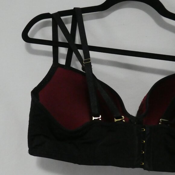 AG - ASHLEY GRAHAM | 40 DDD | Burgundy & Black Lace Detail Bra | Double Straps - Picture 10 of 16